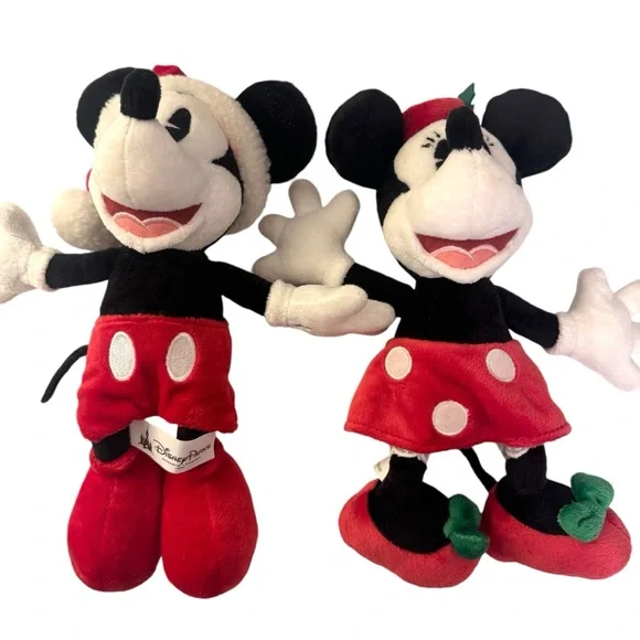 Disney original Mickey Mouse and Minnie Mouse Christmas holiday stuffed toys set - Picture 10 of 10
